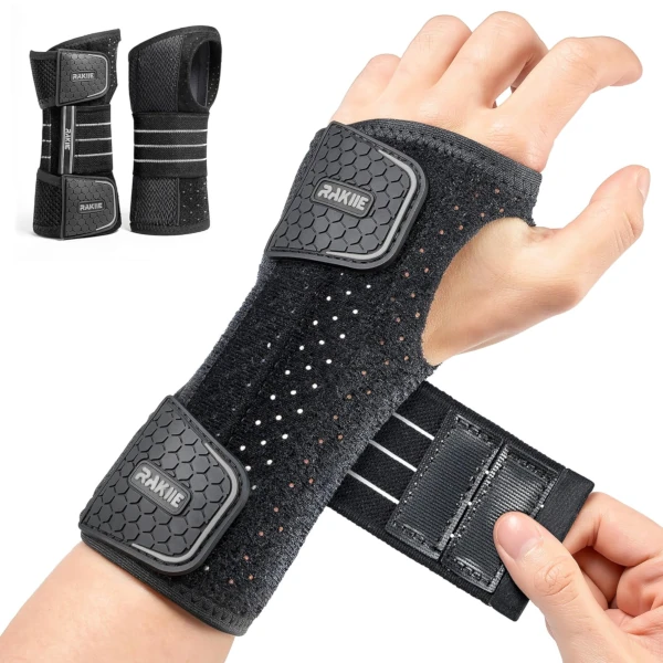 Rakiiie Adjustable Carpal Tunnel Wrist Braces – 2 Pack